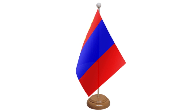 Mongolia Small Flag with Wooden Stand